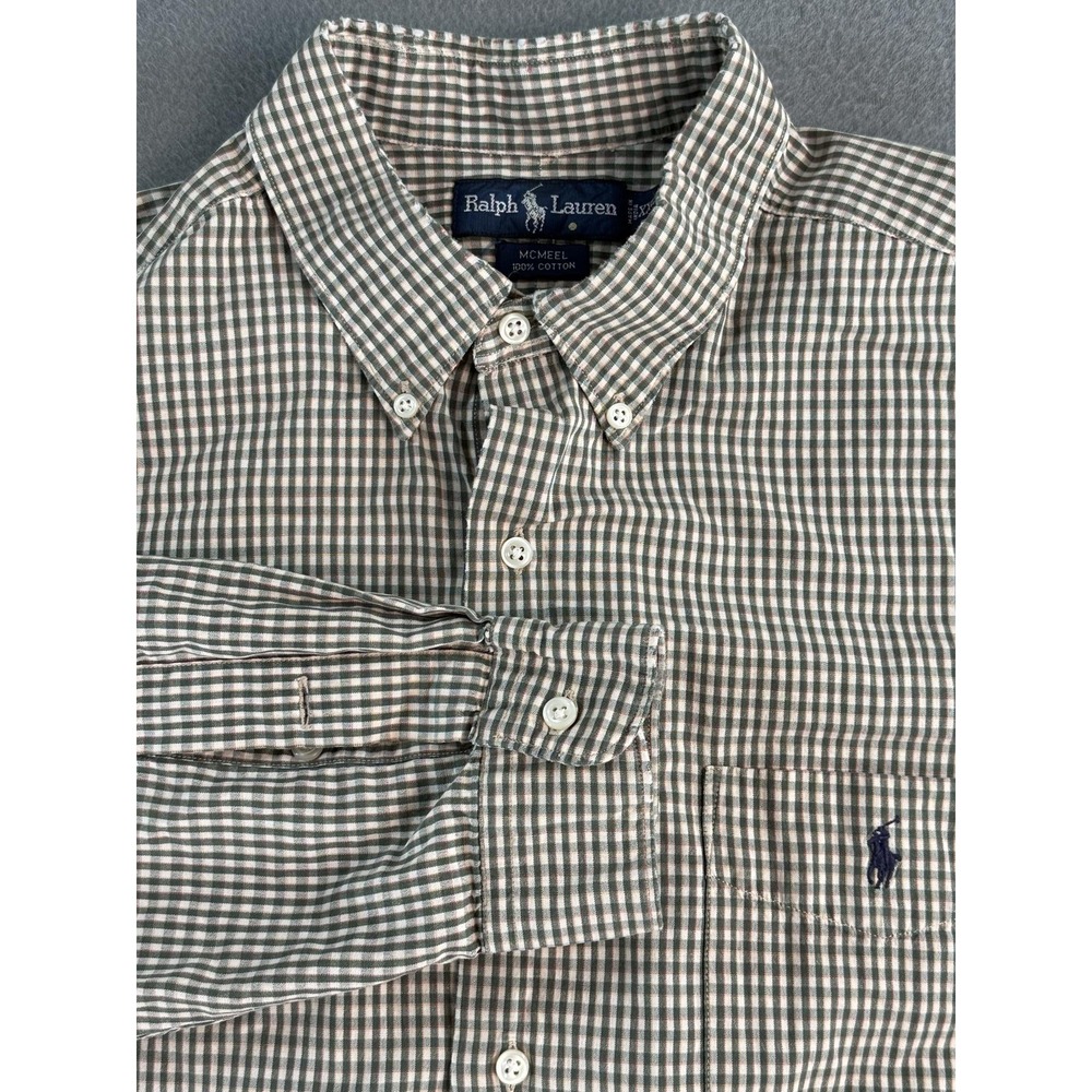 Ralph Lauren Mcmeel Shirt Mens 2XL Green Check Button Down Long Sleeve Cotton